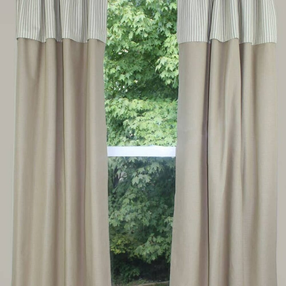 Farmhouse Tan Curtains with ticking tan stripes